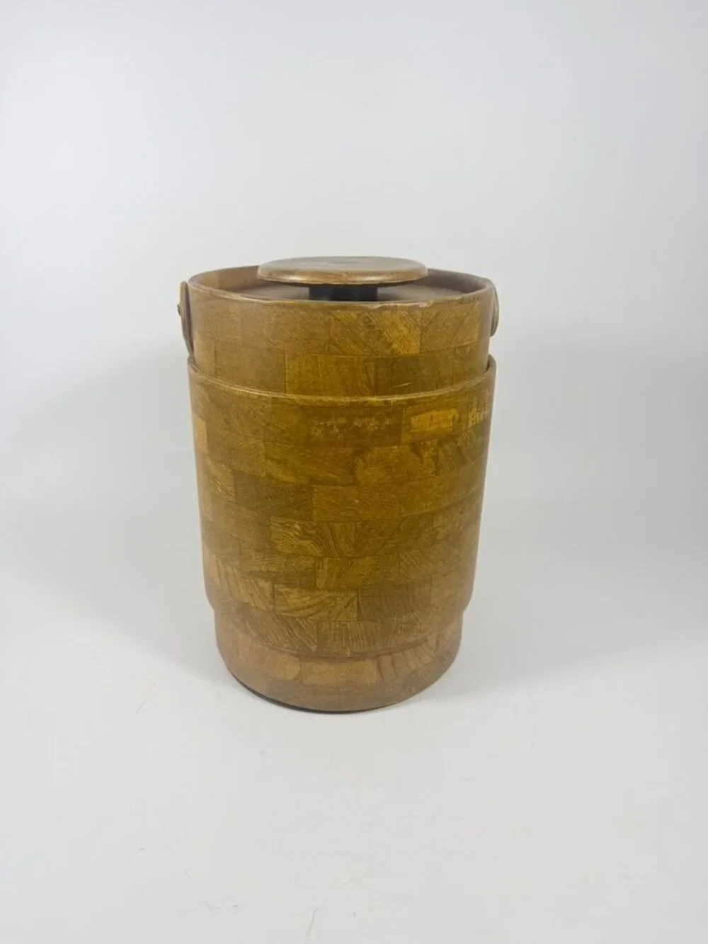 Large Ice Bucket Faux Wood Grain Vintage Mid Century Retro Elmar Products Handle